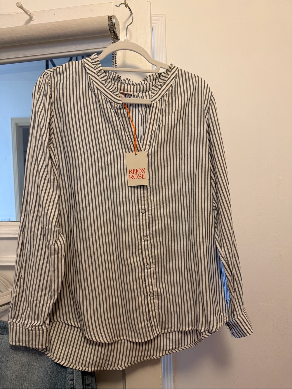Knox Rose Vertical Stripe Popover Top - White & Black
